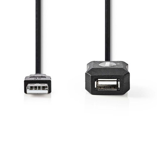 nedis Actieve USB 2.0-Verlengkabel / A Male - A Female / 10 m / Zwart