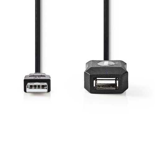 nedis Actieve USB 2.0-Verlengkabel / A Male - A Female / 5,0 m / Zwart