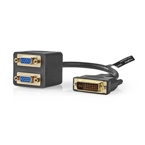 nedis Adapterkabel DVI / DVI-I 24+5-Pins Male - 2x VGA Female / 0,2 m / Zwart