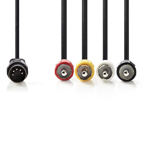 nedis DIN-Audiokabel / DIN 5-Pins Male - 4x RCA Male / 1,0 m / Zwart