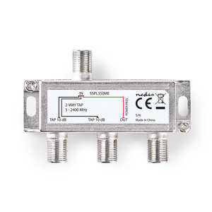 nedis Satelliet Tap F-Splitter / Max. 10 dB Versterking / 5 - 2400 MHz / 2 Uitgangen