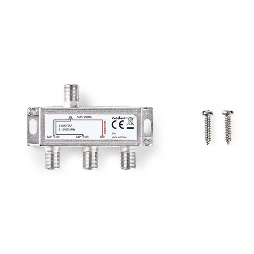 nedis Satelliet Tap F-Splitter / Max. 10 dB Versterking / 5 - 2400 MHz / 2 Uitgangen