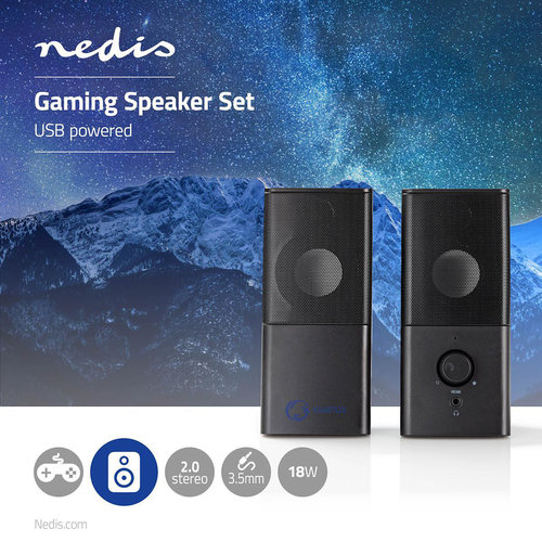 nedis Gaming-luidsprekers | 2.0 | Over USB gevoed | 3,5 mm jack | RMS 6 W