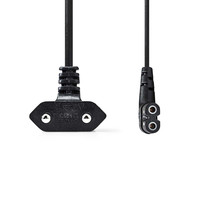 Voedingskabel / Eurostekker haaks - IEC-320-C7 links/rechts / 3,0 m / Zwart