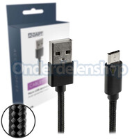 Data en laadkabel Micro USB Nylon 1m zwart