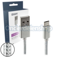 Data en laadkabel Micro USB Nylon m zilver