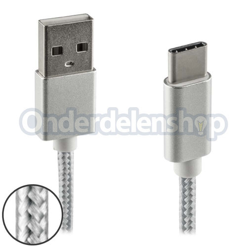 A-DAPT Data en laadkabel USB-C m zilver A-DAPT Data en laadkabel USB-C m zilver