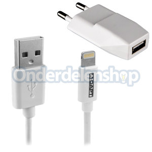 A-DAPT Thuislader set Apple Lightning MFI wit A-DAPT Thuislader set Apple Lightning MFI wit