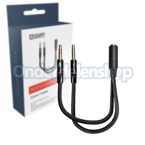 A-DAPT Audiokabel Y-verloop 3,5mm A-DAPT Audiokabel Y-verloop 3,5mm