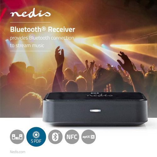 nedis Draadloze audio-ontvanger / Bluetooth(Rights reserved) / Toslink-uitgang / 3,5 mm uitgang / Zwart