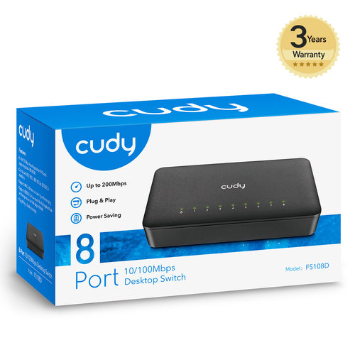 Cudy CUDY FS108D Netwerk Switch 8 poorts 100mbps Cudy CUDY FS108D Netwerk Switch 8 poorts 100mbps