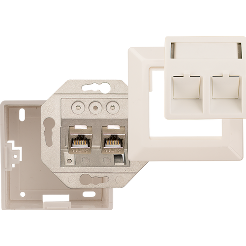 Hirschmann Einddoos Data wandcontactdoos 2x RJ45, Wit