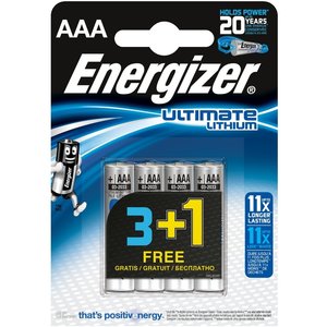 Energizer Lithium Batterij AAA 1.5 V Ultimate 4-Promotional Blister