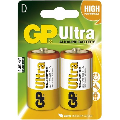 GP G.P Batterij Alkaline Ultra Lr20 1.5V Monocel Bls2