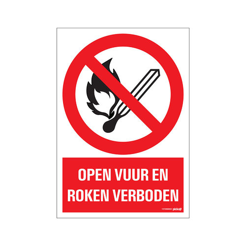 Pickup Bord 23x33cm Combinatie Open vuur en roken verboden