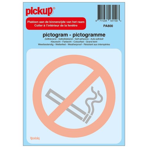 Pickup Pictogram achter glas 10x10cm Verboden te roken