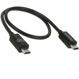 DELOCK Power Sharing Kabel Micro USB-B naar Micro USB-B 25 cm Zwart Ronde OTG Kabel Geschikt voor Data en Opladen
