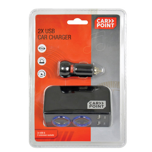 Carpoint Stekkerdoos 4-Weg met USB 12V/24V Carpoint Stekkerdoos 4-Weg met USB 12V/24V