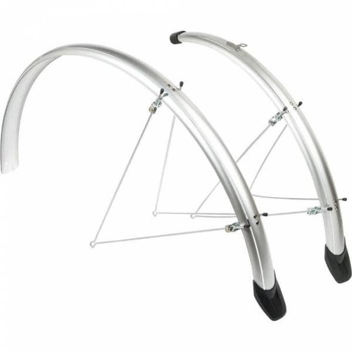 eurofender Eurofender Elegance spatbord set set 28", zilver.Voor en achter 46mm breed. SG type kunsstof