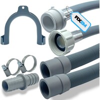 Fixem® - 1.5, 2.5 en 3.5M Verlengslang set voor wasmachine en vaatwasser - toevoerslang en afvoerslang verlengset - inclusief afvoerverbindingsstuk en slangklemmen