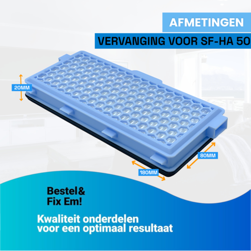 Fixem Fixem Hepa & Koolstof Filter - Geschikt voor Miele stofzuiger filter - Vervangt SF-HA 50 - Hepa Airclean 50 Filter - 2 Stuks Fixem Fixem Hepa & Koolstof Filter - Geschikt voor Miele stofzuiger filter - Vervangt SF-HA 50 - Hepa Airclean 50 Filter - 2 Stuks