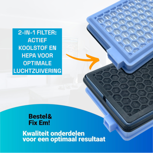 Fixem Fixem Hepa & Koolstof Filter - Geschikt voor Miele stofzuiger filter - Vervangt SF-HA 50 - Hepa Airclean 50 Filter - 2 Stuks Fixem Fixem Hepa & Koolstof Filter - Geschikt voor Miele stofzuiger filter - Vervangt SF-HA 50 - Hepa Airclean 50 Filter - 2 Stuks