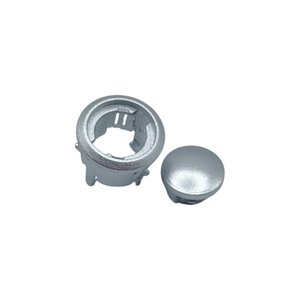 Fixem Fixem Geschikt voor Whirlpool, Ikea 481241259087, 481241129017 - Knop + knoprand voor magnetron oven - Zilver - 17 x 15,5 MM - 1 Set