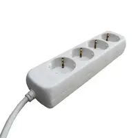 Stekkerdoos Tafelcontactdoos TCD 4-Voudig met Randaarde en 3 Meter Snoer Wit - 3x1,5mm²: 4 stopcontacten, 3 meter snoer, aderdikte 1,5mm², zonder schakelaar.