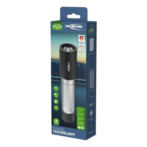 ANSMANN Daily Use 300B - Zaklamp 315 Lumen - 172 Meter Bereik - 41 Uur Brandtijd - 2x C Batterijen - Aluminium Behuizing