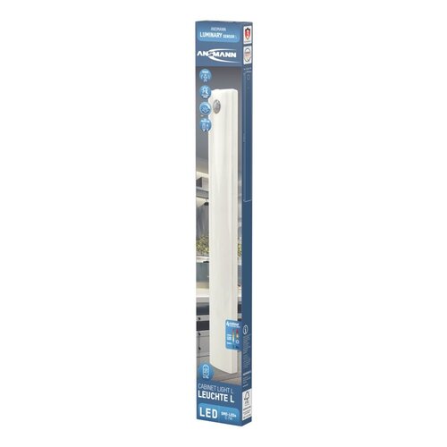 Ansmann Oplaadbare Kastlamp L met Bewegingssensor - 3 Kleurtemperaturen - Ideaal voor Kasten, Keukens, Badkamers, Gangen - Lichtduur 25 Sec - 10 Meter Bereik - Wit