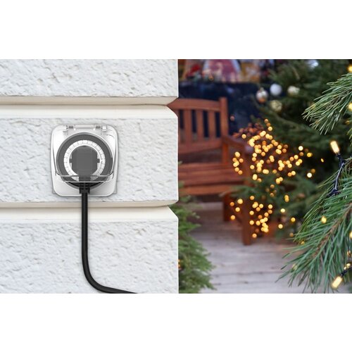 ANSMANN AES7 Tijdschakelaar IP44 voor Buiten - Mechanisch 24-uurs - 3680W - 48 Schakelmomenten - 15 min Interval - 3-Pins Stekker - Voor Vochtige Ruimtes