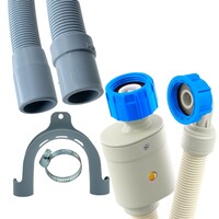Fixem Aansluitset 2.5 Meter Toevoerslang met Waterslot en Afvoerslang 19x22 mm Geschikt voor Alle Merken Wasmachine en Vaatwasser met 3/4 Draai Aansluiting