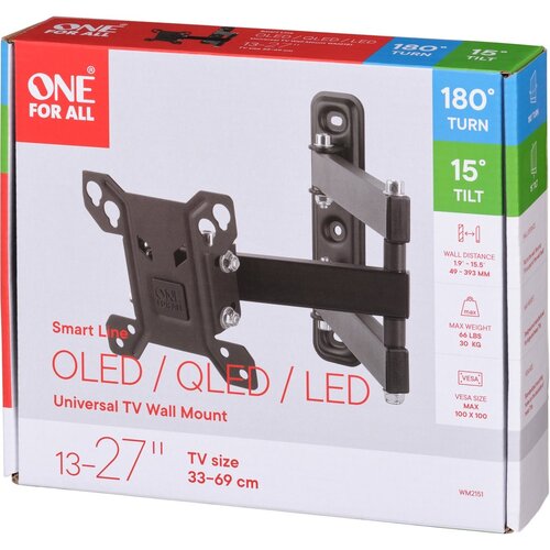 WM2151 Muurbeugel 13-27 Inch Draaibaar en Kantelbaar 180° VESA 75x75 100x100 Tot 30kg