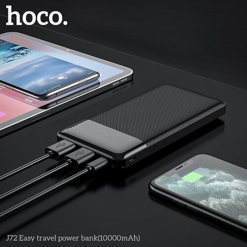 Hoco Hoco Powerbank 10.000mAh Zwart met 2x USB-A Uitgang en USB-C Micro-USB Ingang