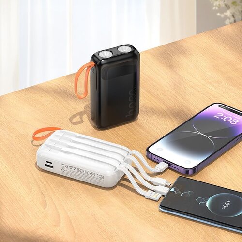 Hoco Hoco J151 Powerbank 10.000mAh Zwart met Geïntegreerde Kabels en Zaklamp