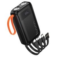 Hoco J151 Powerbank 10.000mAh Zwart met Geïntegreerde Kabels en Zaklamp