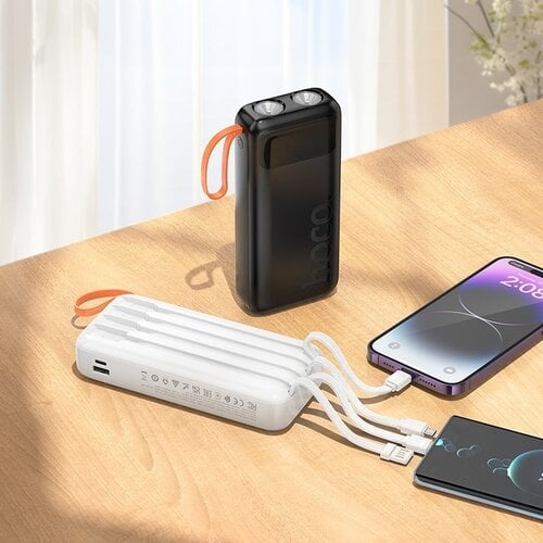 Hoco J151A Powerbank 20.000mAh Zwart met Geïntegreerde Kabels en Zaklamp