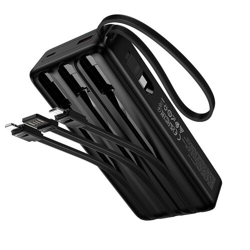 Hoco J156A Powerbank 20.000mAh Zwart met Geïntegreerde Kabels en Snelladen