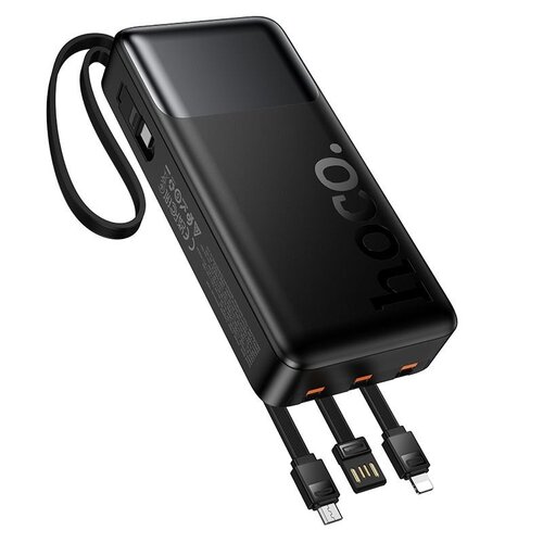 Hoco J156A Powerbank 20.000mAh Zwart met Geïntegreerde Kabels en Snelladen
