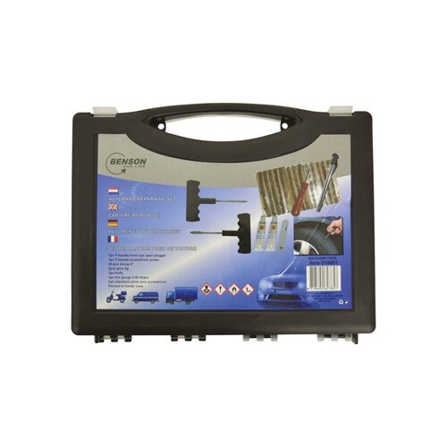 Benson Benson Bandenreparatieset 28-delig, Geschikt voor Auto Motor Scooter, Tubeless Banden, Met Meeneemkoffer