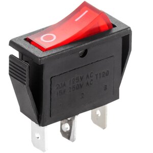 Merkloos Wipschakelaar 1p aan-uit zwart/rood verlicht Merkloos Wipschakelaar 1p aan-uit zwart/rood verlicht