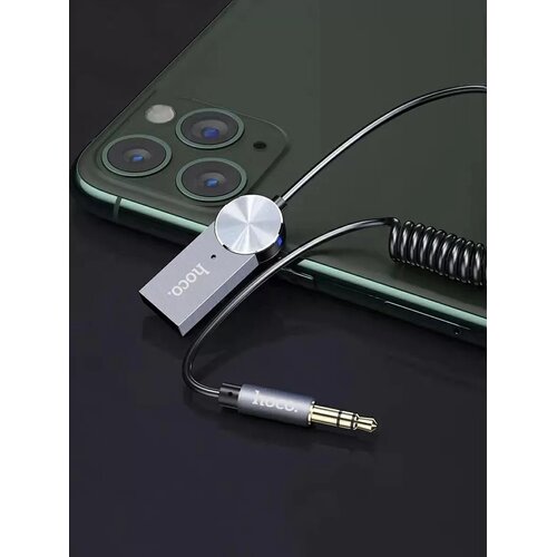 Hoco Hoco In Car Bluetooth Audio Receiver via AUX, Bluetooth 5 0, Met Microfoon en Springkabel