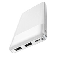 Hoco Powerbank 10.000mAh, 2x USB Uitgang, Geschikt voor Universeel Gebruik, Wit, J72W
