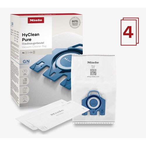 Miele Miele HyClean Pure GN XL Stofzuigerzakken, Geschikt voor Miele GN Modellen, 4 Stuks met 2 Filters