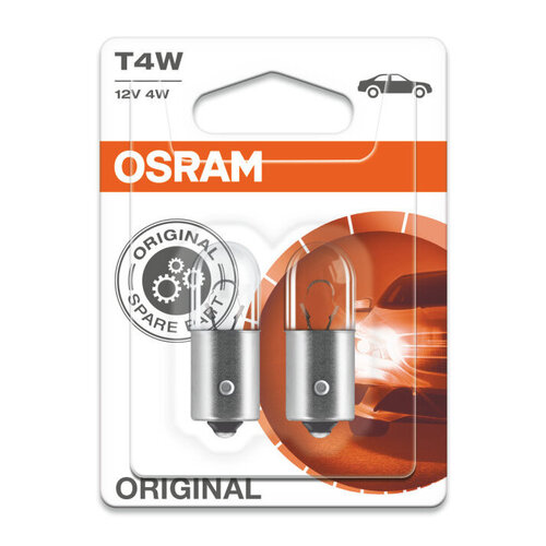 Osram Osram T4W 12V Gloeilamp BA9s Original Line, 4W, 2 stuks, ECE goedgekeurd