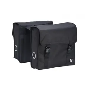 Willex Basic Dubbele Shopper XL, 34L, Zwart, Dubbele Fietstas Boodschappentas Waterafstotend Polyester