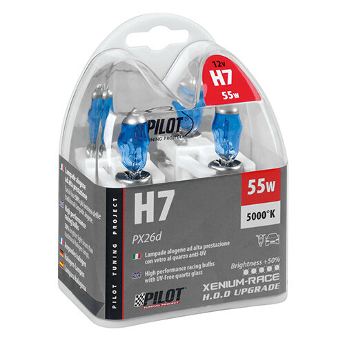 Pilot Xenium Race H7 Halogeen Lamp 12V 55W, PX26d, 5000K, +50%, 2 Stuks Autolamp Koplamp
