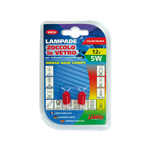Lampa Lampa T10 W5W lamp rood 12V 5W, wedge base W2 1x9,5d autolamp rood, 2 stuks
