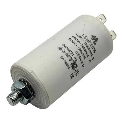 Merkloos Condensator - Aanloop - 1,5 uF (Max. 450V, Aarde)