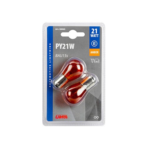Lampa Enkel filament lamp 12V 21W BAU15s, amber, 2 stuks